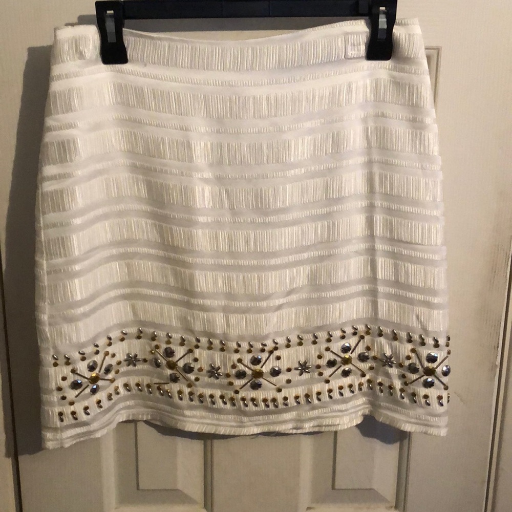 White Embellished Mini Skirt